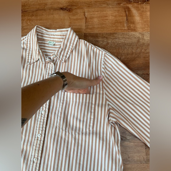 Aerie women’s oversized boho button down striped shirt MEDIUM cotton beachy - Picture 6 of 11